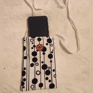 Handmade crossbody Cirles & Lines themed Cell Phone Bag